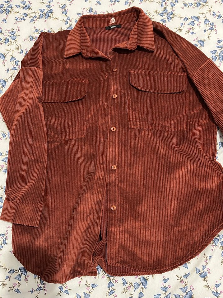 Düğmeli Kadın Kahverengi Uzun Kollu Süet Gömlek - Görsel 2