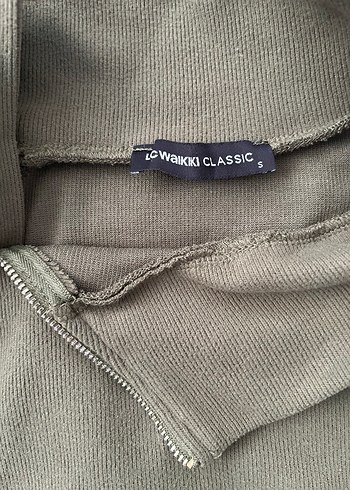 Kadın Haki Yarım Fermuarlı Yüksek Yakalı Sweatshirt - Görsel 3