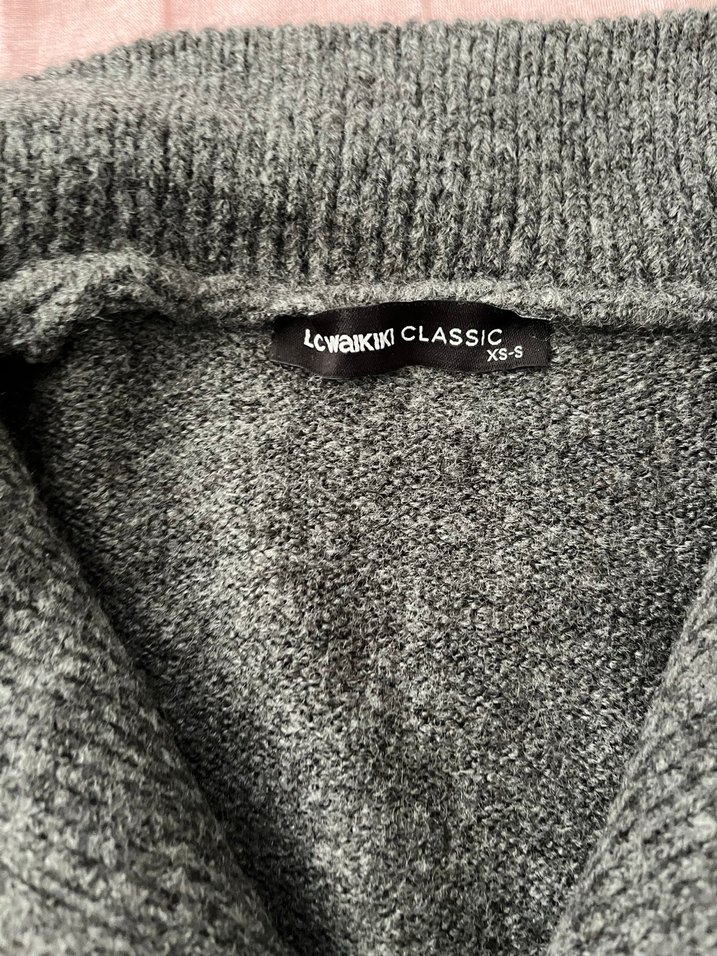 Gri Yarım Fermuarlı Yün Kadın Kazak - Görsel 4