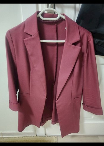 Bordo Düğmeli Kadın Blazer Ceket - Görsel 2