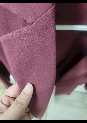 Bordo Düğmeli Kadın Blazer Ceket - Görsel 3