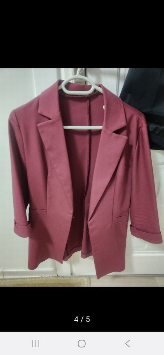 Bordo Düğmeli Kadın Blazer Ceket - Görsel 2
