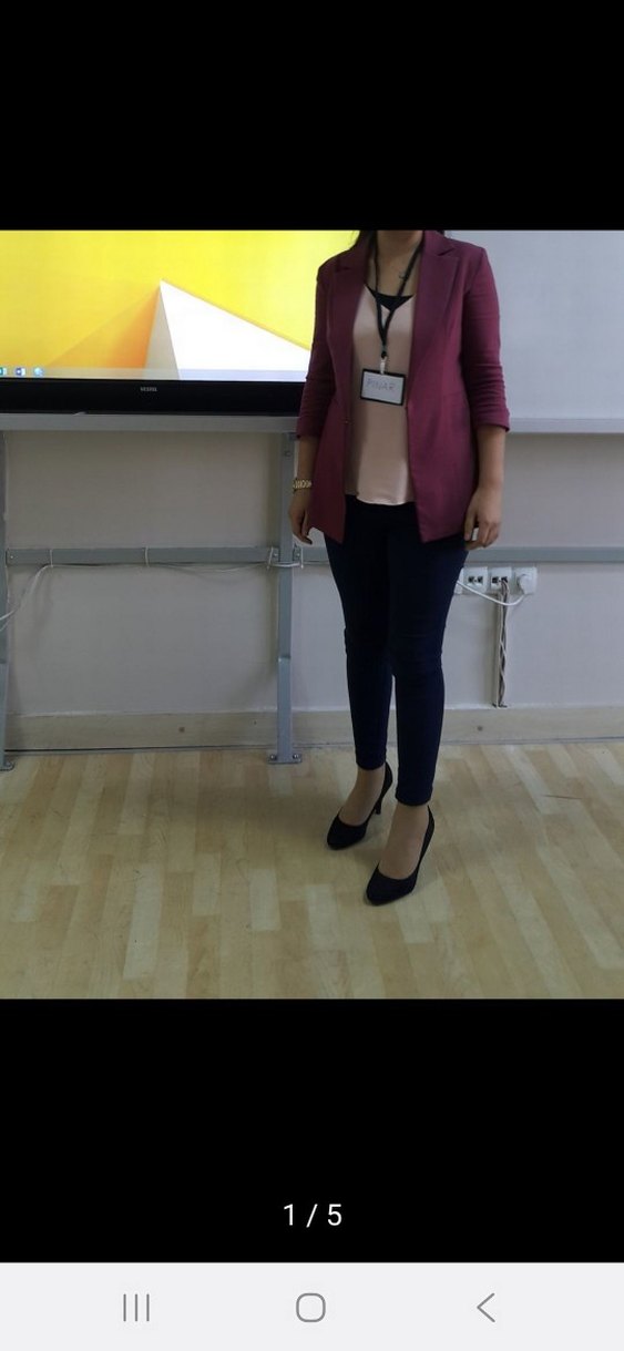 Bordo Düğmeli Kadın Blazer Ceket - Görsel 5