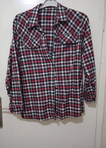 Kadın Kırmızı Kareli Uzun Kollu Gömlek - Görsel 2