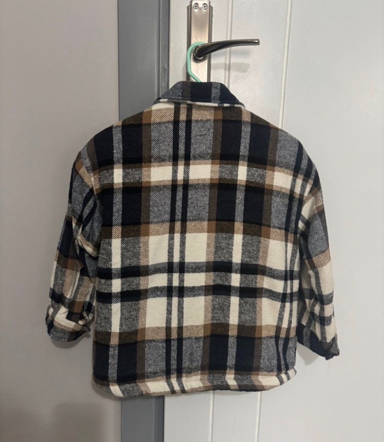 Erkek Çocuk Ekose Desenli Düğmeli Kaban - Görsel 4