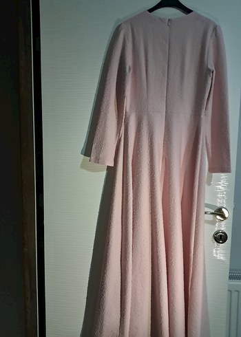 Pembe Drapeli Uzun Kadın Abiye Elbise - Görsel 2