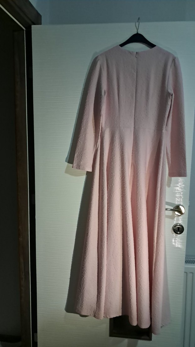 Pembe Drapeli Uzun Kadın Abiye Elbise - Görsel 2