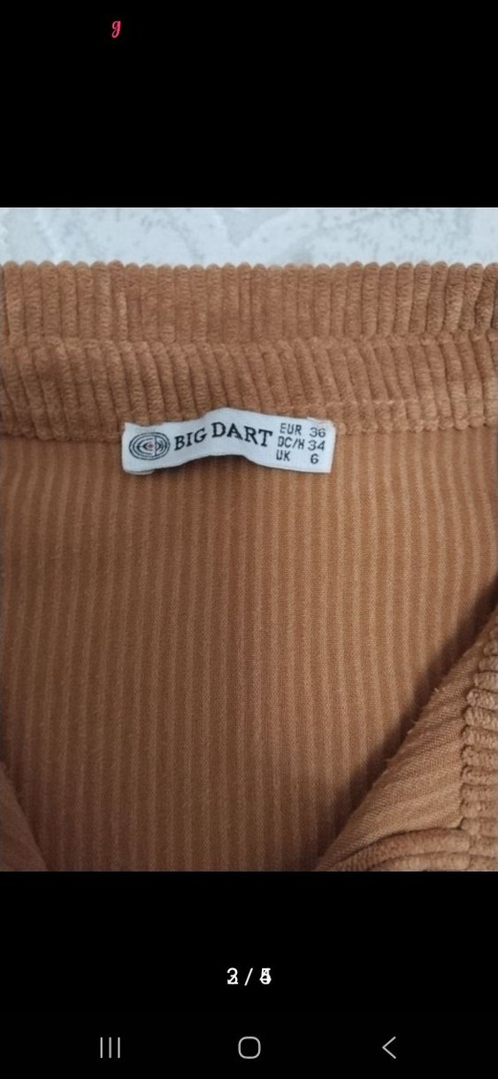 Bıgdart marka Düğmeli Kahverengi Kadife Gömlek - Görsel 2