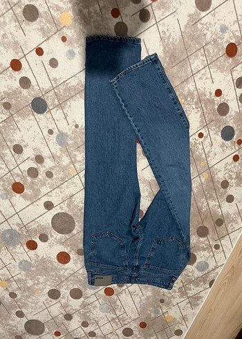 Düğmeli Mavi Loose Fit erkek Kot Pantolon - Görsel 2