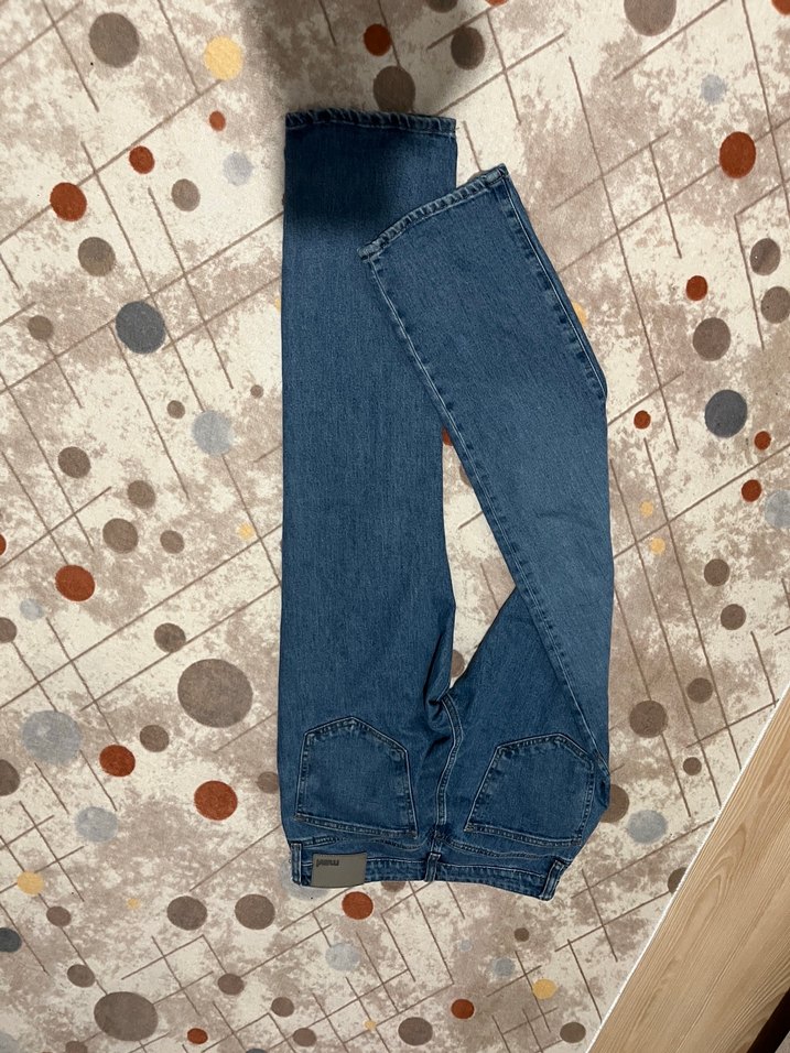 Düğmeli Mavi Loose Fit erkek Kot Pantolon - Görsel 2