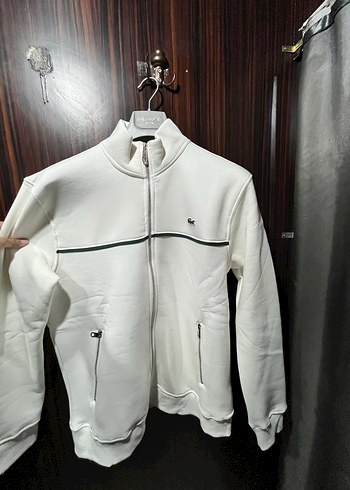 Beyaz Fermuarlı Erkek Sweatshirt - Görsel 3