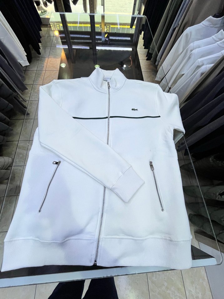 Beyaz Fermuarlı Erkek Sweatshirt - Görsel 5