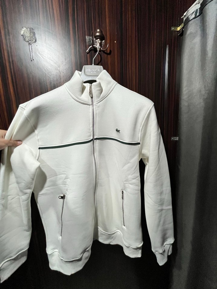 Beyaz Fermuarlı Erkek Sweatshirt - Görsel 3