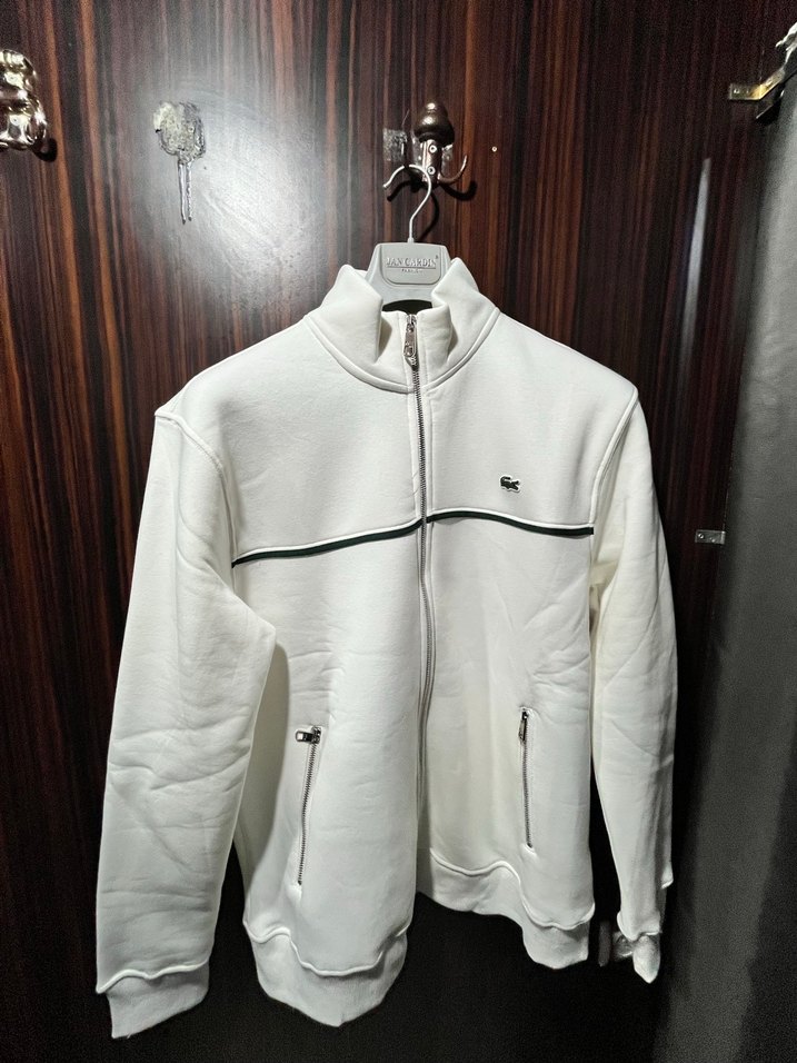 Beyaz Fermuarlı Erkek Sweatshirt - Görsel 2