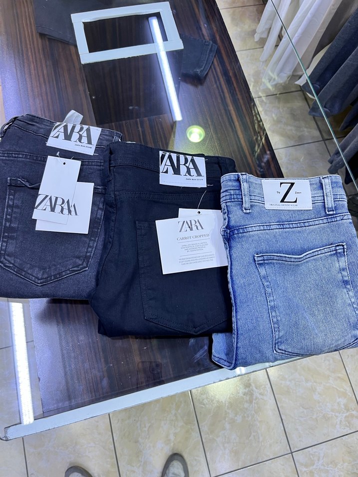 Zara Gri Baskılı Fermuarlı Erkek Denim Pantolon - Görsel 2