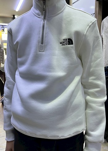 The North Face Beyaz Yarım Fermuarlı Sweatshirt - Görsel 3
