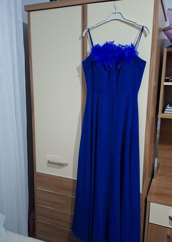 Uzun Lacivert Straplez Abiye Elbise - Görsel 2