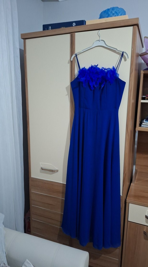 Uzun Lacivert Straplez Abiye Elbise - Görsel 2