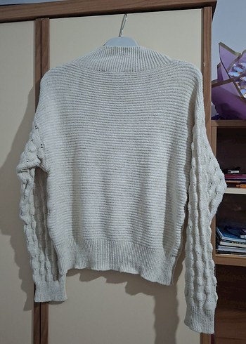 Beyaz Boğazlı Triko Kadın Kazak - Görsel 2