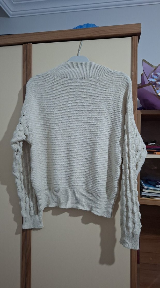 Beyaz Boğazlı Triko Kadın Kazak - Görsel 2