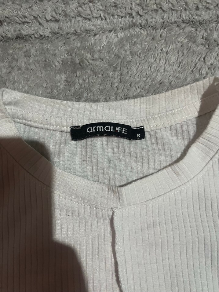 Kadın Beyaz kısa Kollu krop - Görsel 2