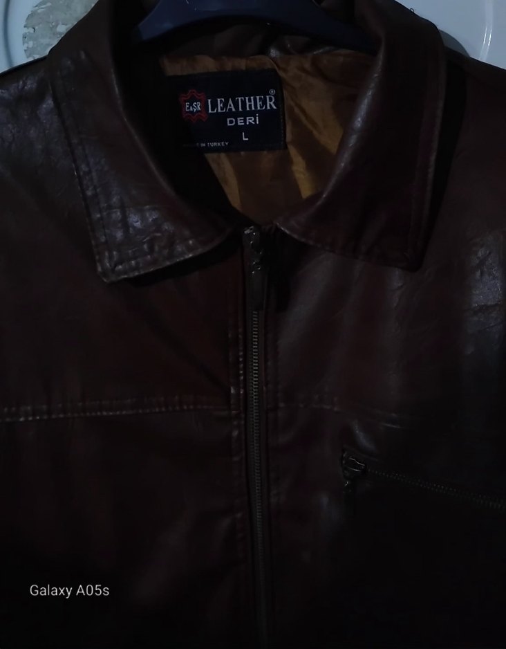 Kahverengi Deri Biker Ceket - Görsel 3