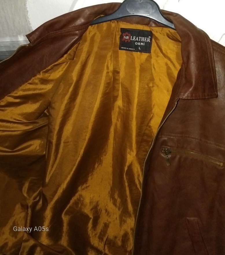 Kahverengi Deri Biker Ceket - Görsel 4