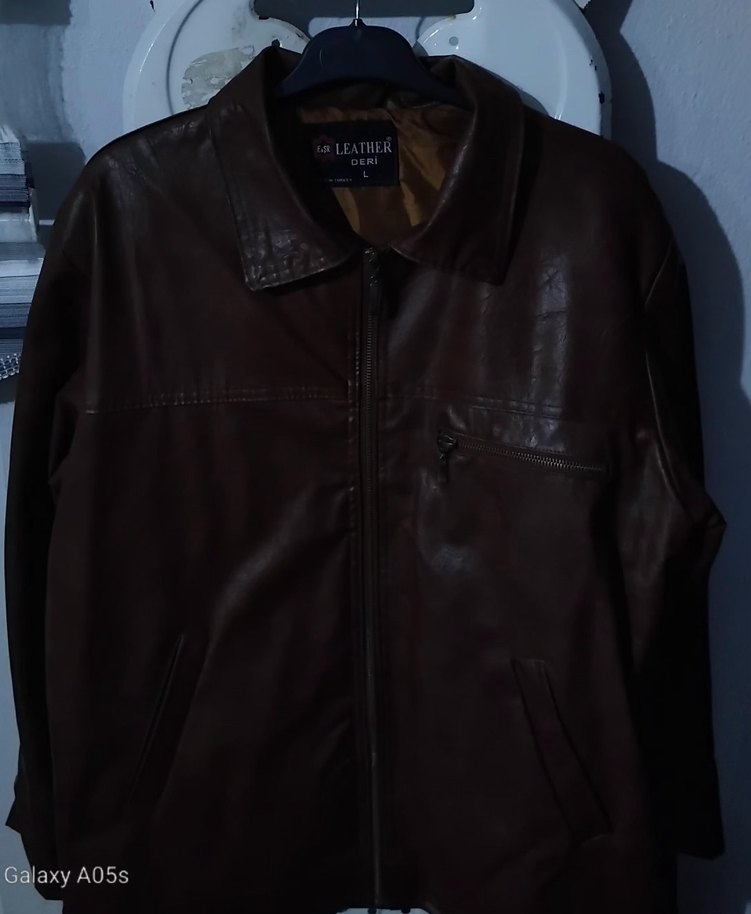 Kahverengi Deri Biker Ceket - Görsel 2