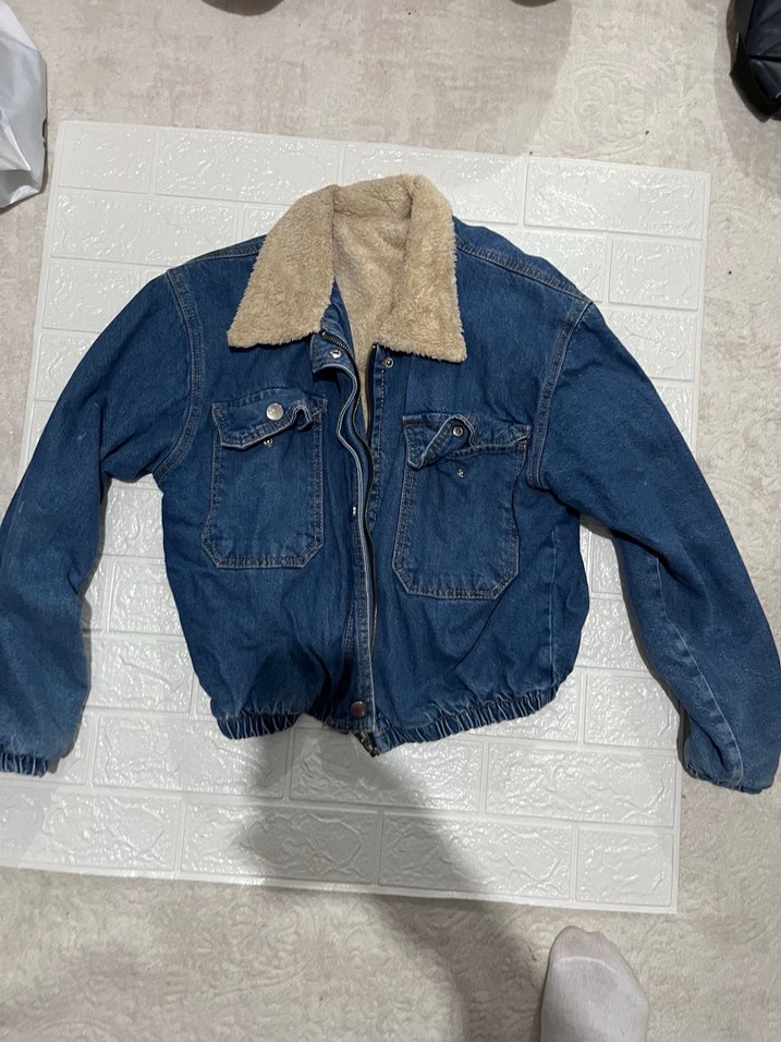 Kadın Mavi Denim Kürklü Ceket - Görsel 2