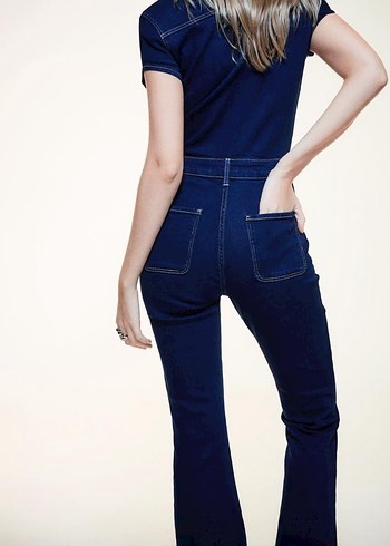 Bershka Lacivert Kot Tulum Denim S Beden - Görsel 4