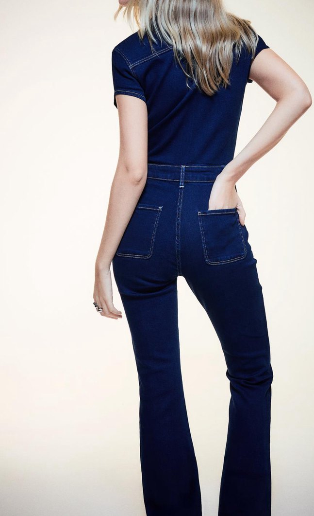 Bershka Lacivert Kot Tulum Denim S Beden - Görsel 4