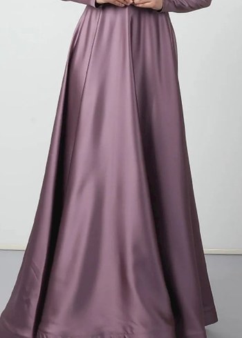 Mor V Yakalı Uzun Abiye Elbise - Görsel 3