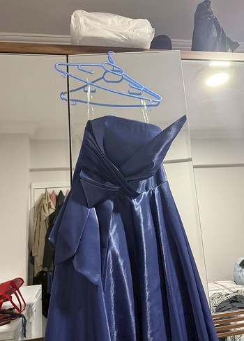 Mavi Drapeli Uzun Abiye Elbise - Görsel 3