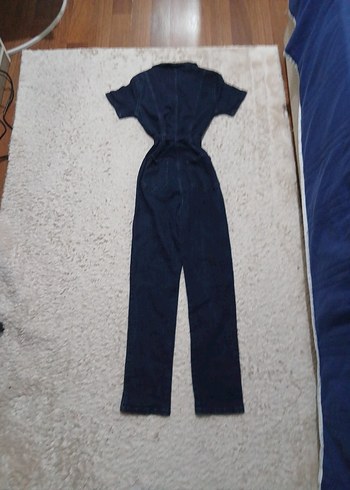 Kadın Lacivert Denim Kemerli Tulum - Görsel 2