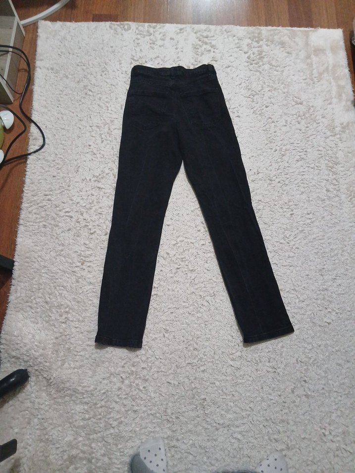 Kadın Siyah Midi Boy Denim Jean - Görsel 2