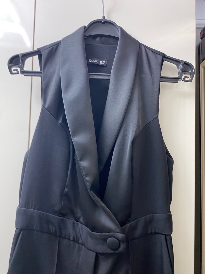 Saten yaka detay tulum - Görsel 3