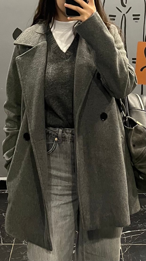 Gri Kısa Kışlık Kaban - Görsel 3