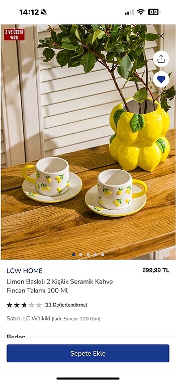LCW Home limonlu fincan