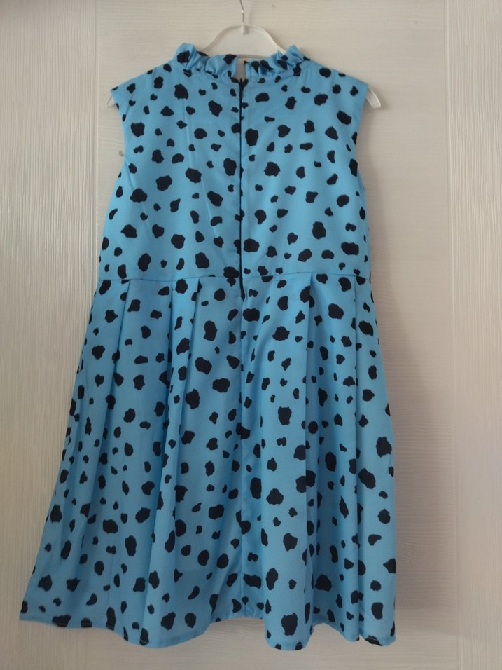 Kız Çocuk Mavi Leopar Desenli Kolsuz Elbise - Görsel 2