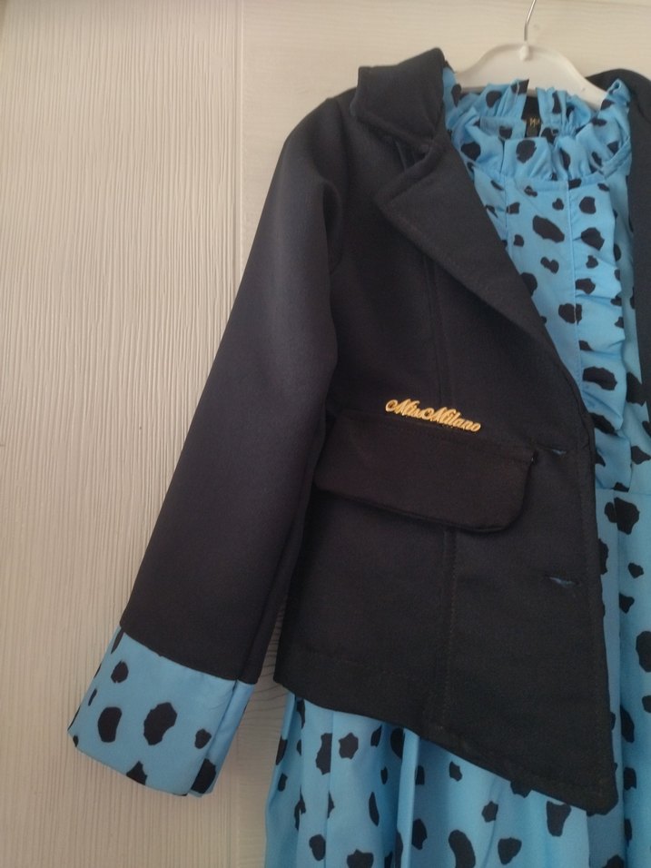 Kız Çocuk Mavi Leopar Desenli Kolsuz Elbise - Görsel 5