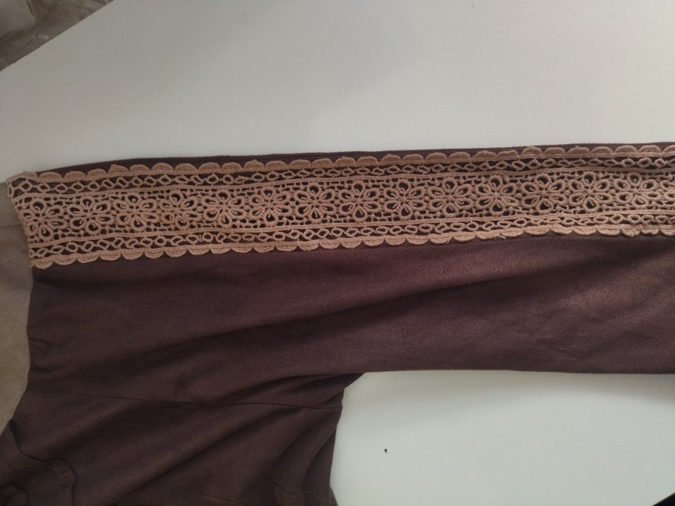 Dantel Detaylı Kahverengi Süet Kadın Bluz - Görsel 5