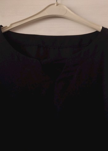 Kadın Siyah V Yaka Salaş Şifon  Bluz - Görsel 2