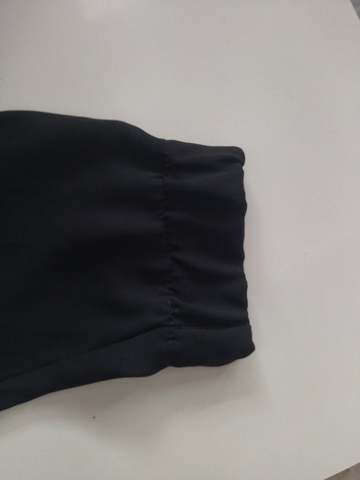 Kadın Siyah V Yaka Salaş Şifon  Bluz - Görsel 3