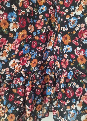 Çiçek Desenli Uzun Kollu Mini Elbise - Görsel 4