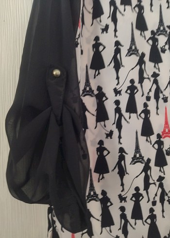 Gri Baskılı Uzun Kollu Parisian Bluz - Görsel 2