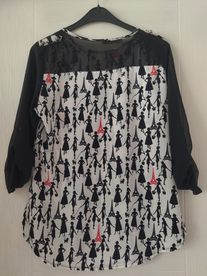 Gri Baskılı Uzun Kollu Parisian Bluz - Görsel 3