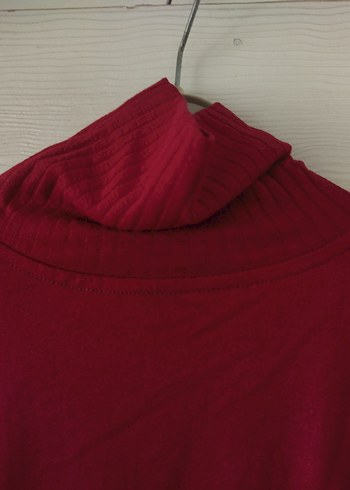 Bordo Kadın Boğazlı Uzun Kollu Triko - Görsel 2