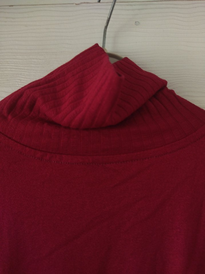 Bordo Kadın Boğazlı Uzun Kollu Triko - Görsel 2