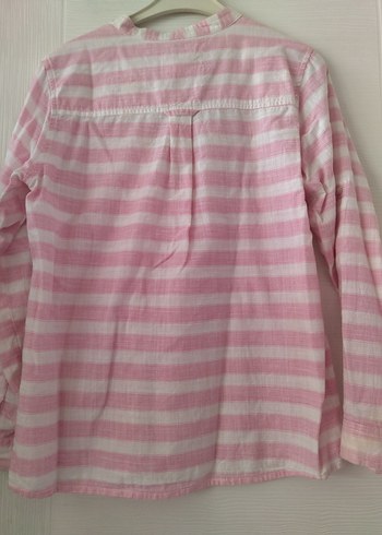 Kız  Çocuk Pembe Çizgili Uzun Kollu Gömlek - Görsel 3