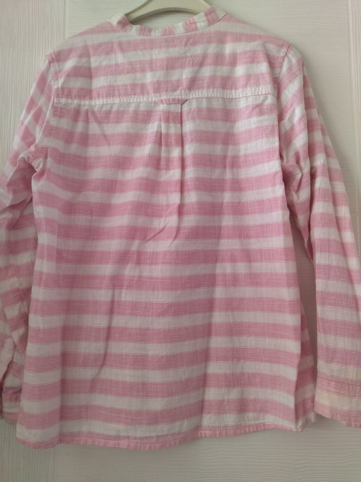 Kız  Çocuk Pembe Çizgili Uzun Kollu Gömlek - Görsel 3